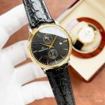 Clone Jaeger-LeCoultre Moonphase Watches Half Gold Black Leather Strap
